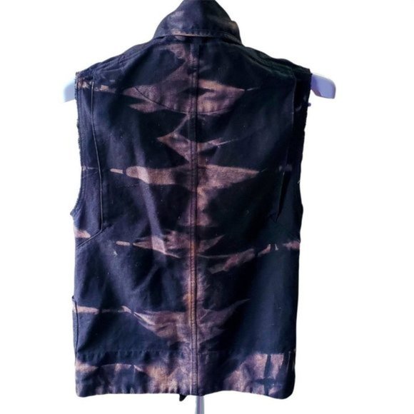 ARITZIA Wilfred Free Blk Tie Dye Linen Cotton Moto Vest, XXS - Picture 7 of 9